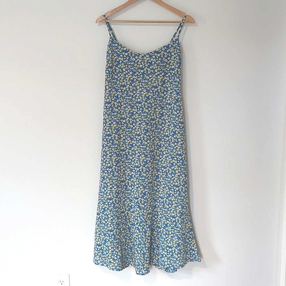 Lulus Blue Floral Print Cutout Midi Dress - Picture 5 of 12